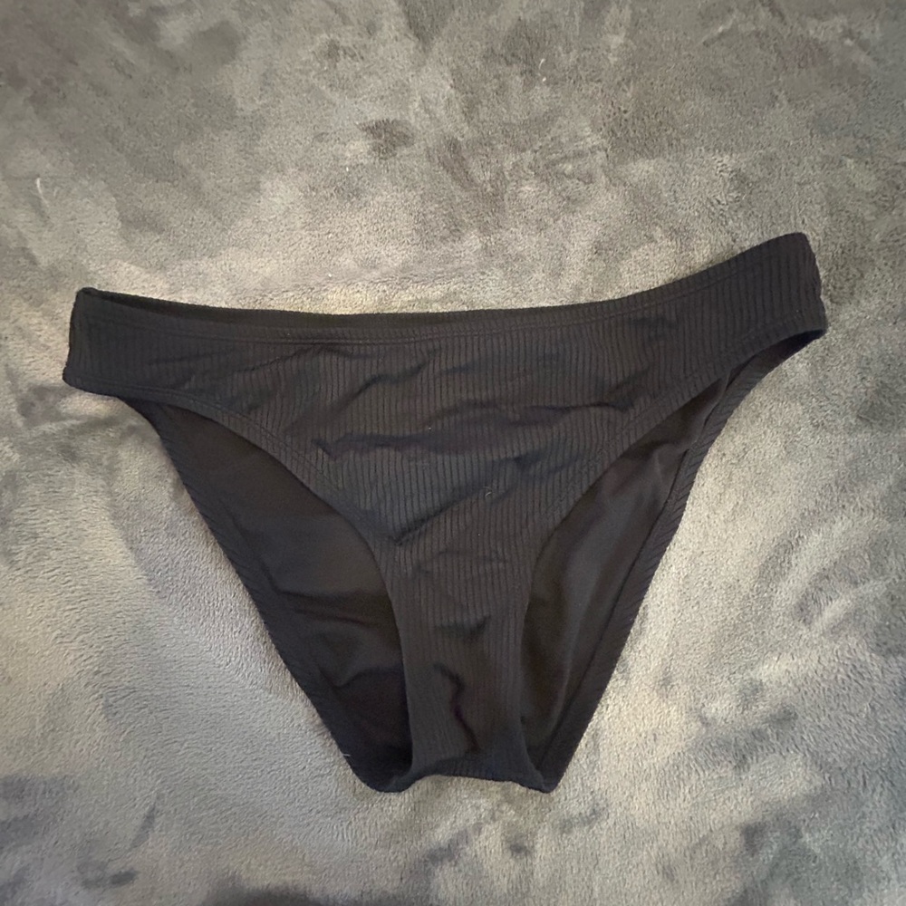 Shade & Shore Black Ribbed Bikini Bottoms